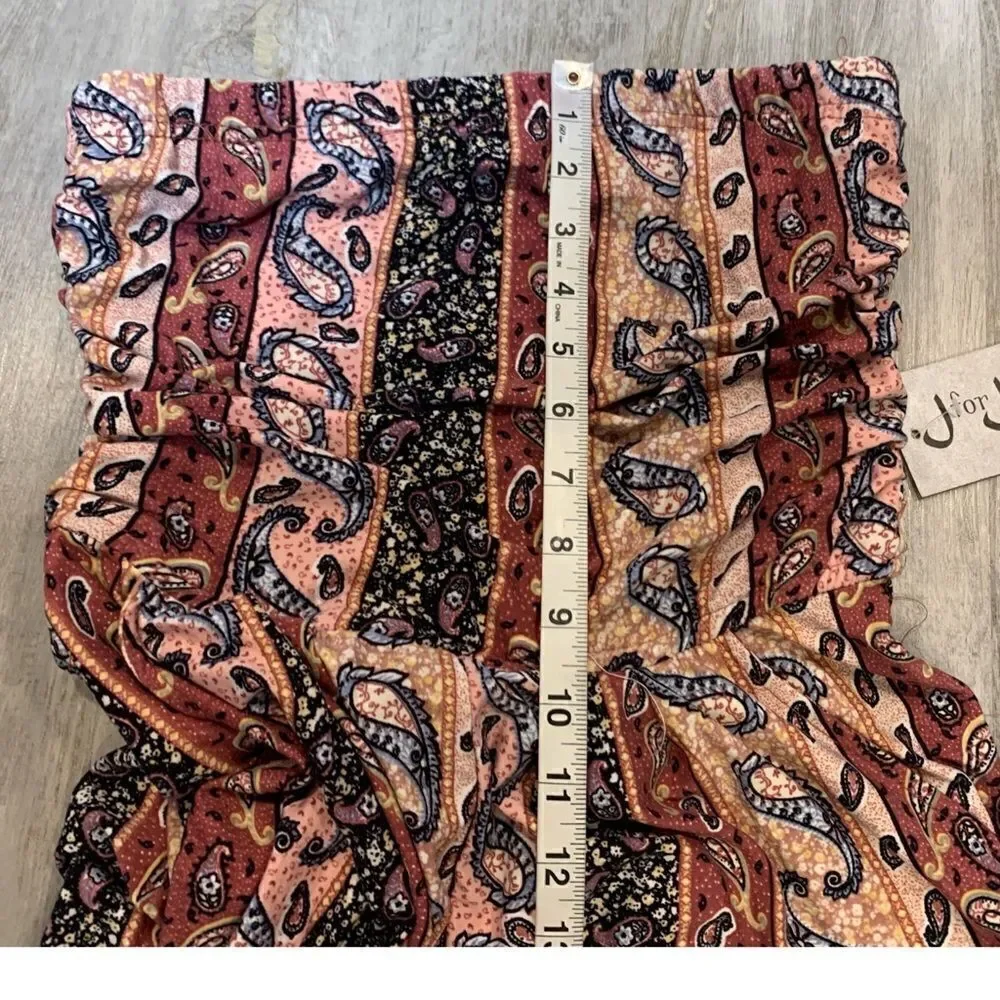 NWT paisley print Stretchy Strapless tube top Capri jumper with pockets - Picture 7 of 13